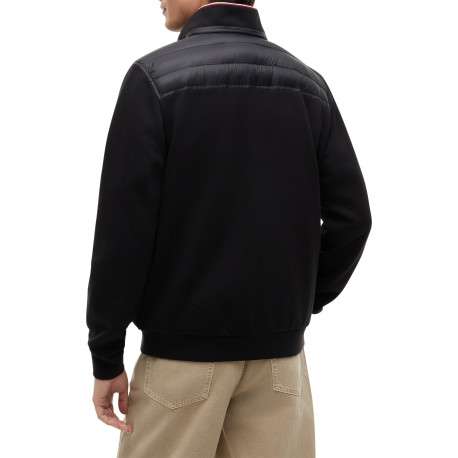 Blouson en coton mélangé noir à coupe ajustée pourvu d'un col montant - Image 3
