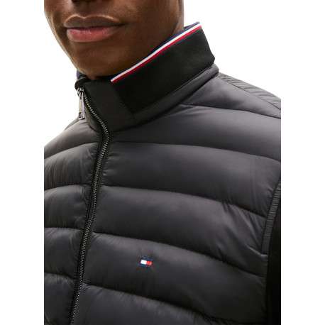 Blouson en coton mélangé noir à coupe ajustée pourvu d'un col montant - Image 4