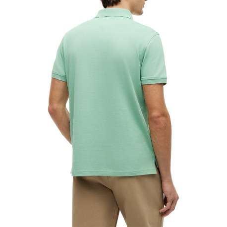 Polo en coton biologique vert à coupe ajustée pourvu d'un col boutonné - Image 3