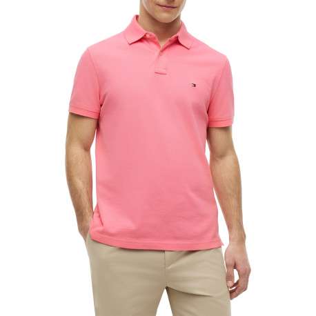 Polo en coton biologique rose à coupe ajustée pourvu d'un col boutonné - Image 2