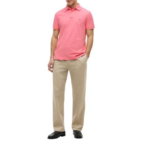 Polo en coton biologique rose à coupe ajustée pourvu d'un col boutonné - Image 5