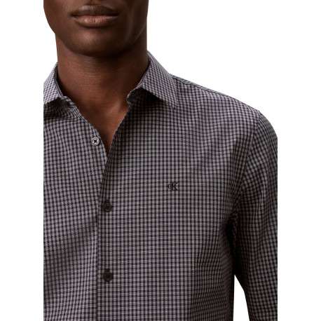 Chemise en coton bleue à carreaux avec une coupe ajustée et un col à revers - Image 4