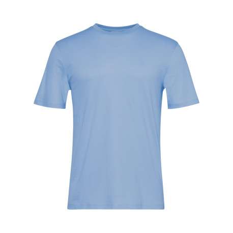 T-shirt en coton ciel uni avec une coupe droite et un col rond