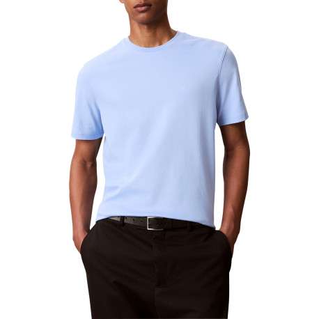 T-shirt en coton ciel uni avec une coupe droite et un col rond - Image 2