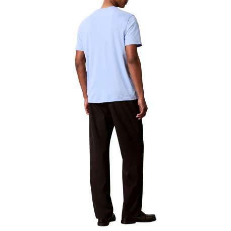 T-shirt en coton ciel uni avec une coupe droite et un col rond - Image 3