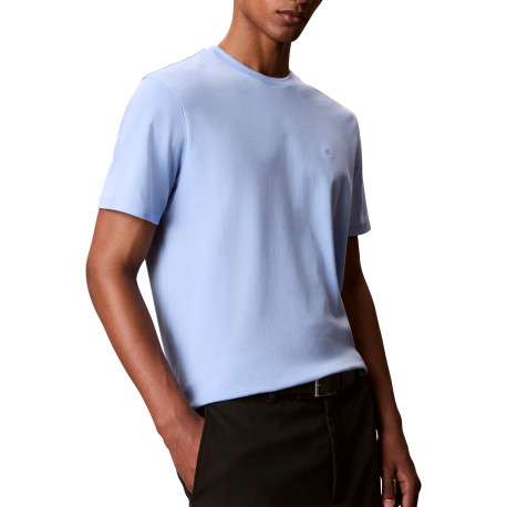 T-shirt en coton ciel uni avec une coupe droite et un col rond - Image 4