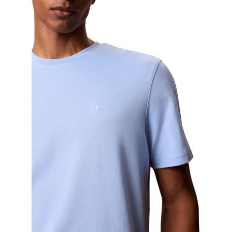 T-shirt en coton ciel uni avec une coupe droite et un col rond - Image 5