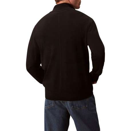 Pull en laine noir uni avec une coupe droite et un col camionneur - Image 3