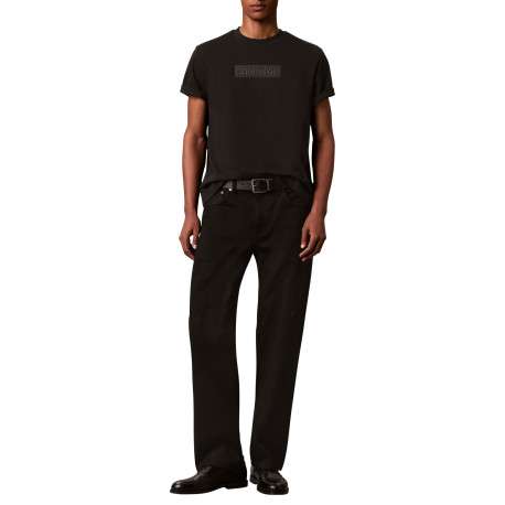 T-shirt en coton noir à imprimé avec une coupe droite et un col rond - Image 5