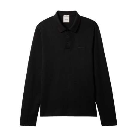 Polo en coton noir uni avec une coupe droite et un col à revers
