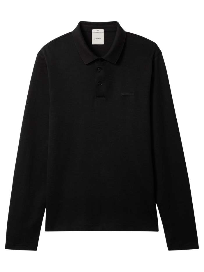 Polo en coton noir uni avec...