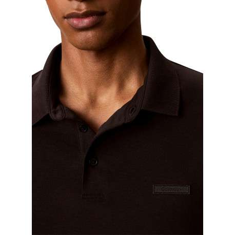 Polo en coton noir uni avec une coupe droite et un col à revers - Image 4