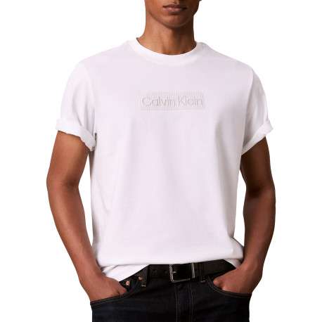 T-shirt en coton blanc à imprimé avec une coupe droite et un col rond - Image 2