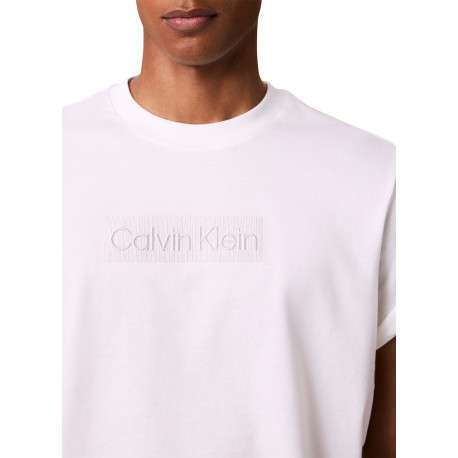 T-shirt en coton blanc à imprimé avec une coupe droite et un col rond - Image 5