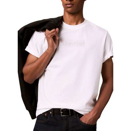 T-shirt en coton blanc à imprimé avec une coupe droite et un col rond - Image 6