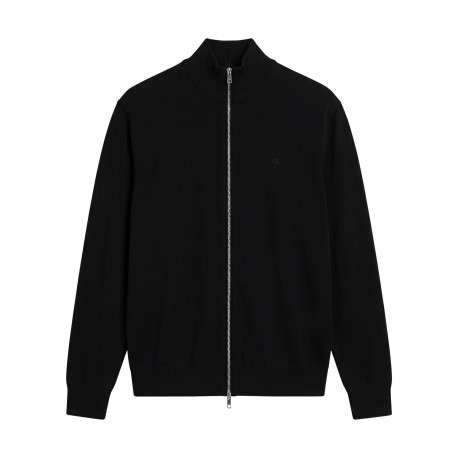 Gilet en laine noir uni avec une coupe ajustée et un col montant