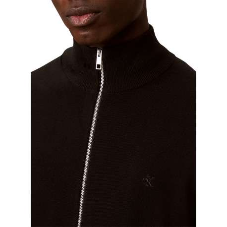 Gilet en laine noir uni avec une coupe ajustée et un col montant - Image 4