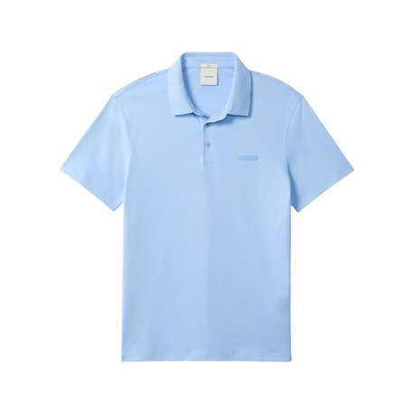 Polo en coton ciel uni avec une coupe droite et un col à revers