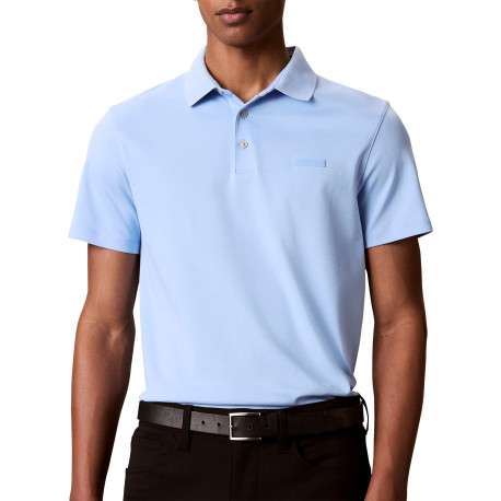 Polo en coton ciel uni avec une coupe droite et un col à revers - Image 2