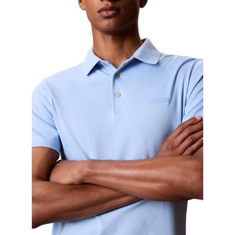 Polo en coton ciel uni avec une coupe droite et un col à revers - Image 4