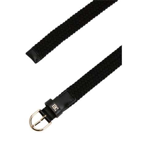 Ceinture noire tressée pourvue du logo de la marque sur le passant - Image 2