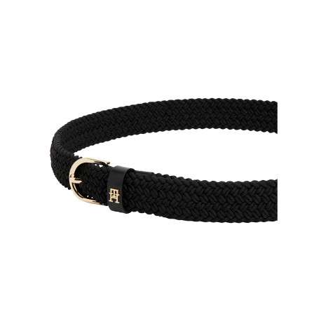 Ceinture noire tressée pourvue du logo de la marque sur le passant - Image 3