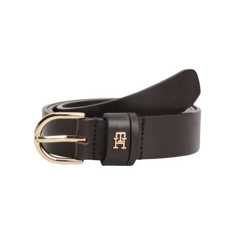 Ceinture en cuir de vache marron pourvue du logo de la marque