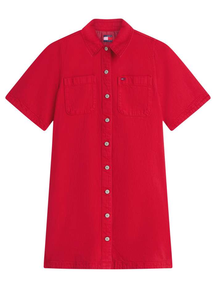 Robe courte en coton rouge...