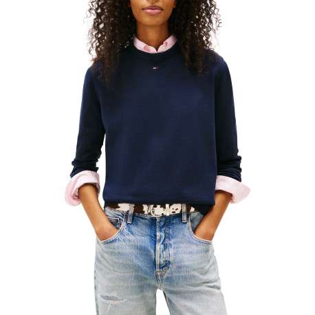 Pull en coton biologique marine à coupe ajustée pourvu d'un col rond - Image 2