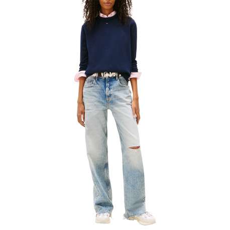 Pull en coton biologique marine à coupe ajustée pourvu d'un col rond - Image 5