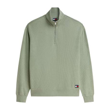 Sweat en coton olive à coupe ajustée pourvu d'un col camionneur