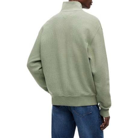 Sweat en coton olive à coupe ajustée pourvu d'un col camionneur - Image 3
