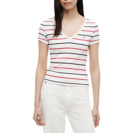 T-shirt en coton multicolore à coupe droite orné d'un motif à rayures - Image 2