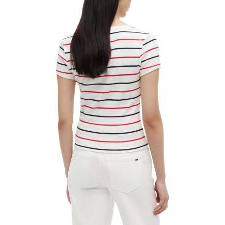 T-shirt en coton multicolore à coupe droite orné d'un motif à rayures - Image 3