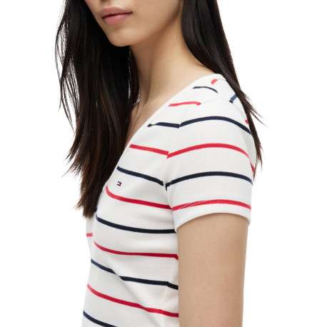 T-shirt en coton multicolore à coupe droite orné d'un motif à rayures - Image 4