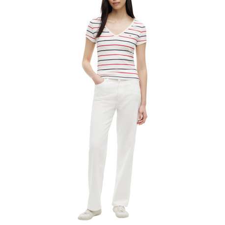 T-shirt en coton multicolore à coupe droite orné d'un motif à rayures - Image 5