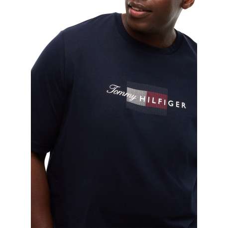 T-shirt en coton marine à coupe ajustée pourvu d'un col rond côtelé - Image 4