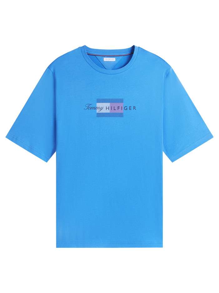 T-shirt en coton bleu à...