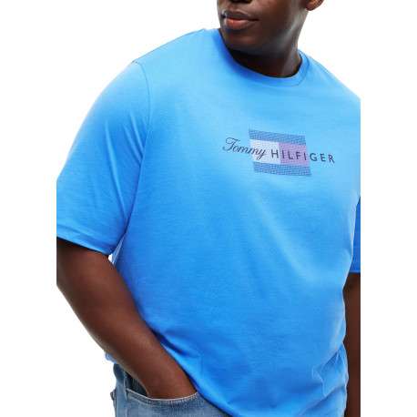T-shirt en coton bleu à coupe ajustée pourvu d'un col rond côtelé - Image 4