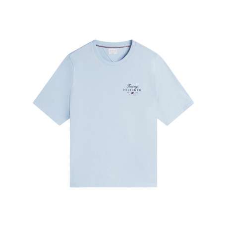 T-shirt en coton ciel à coupe ajustée pourvu de manches courtes