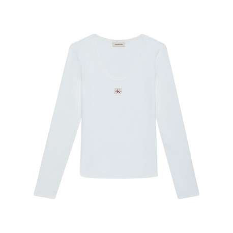 T-shirt en coton blanc uni avec une coupe droite et un col rond