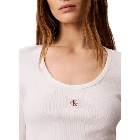 T-shirt en coton blanc uni avec une coupe droite et un col rond - Image 5
