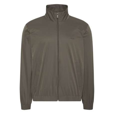 Veste Coupe vent kaki unie avec une coupe droite et un col montant