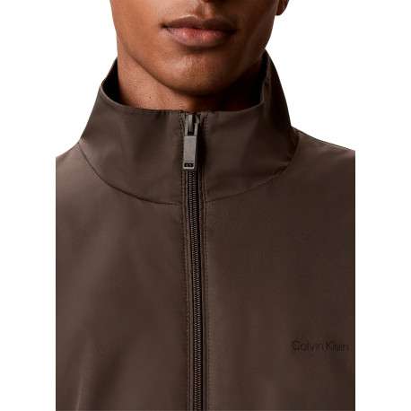 Veste Coupe vent kaki unie avec une coupe droite et un col montant - Image 4