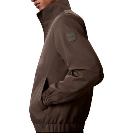 Veste Coupe vent kaki unie avec une coupe droite et un col montant - Image 5