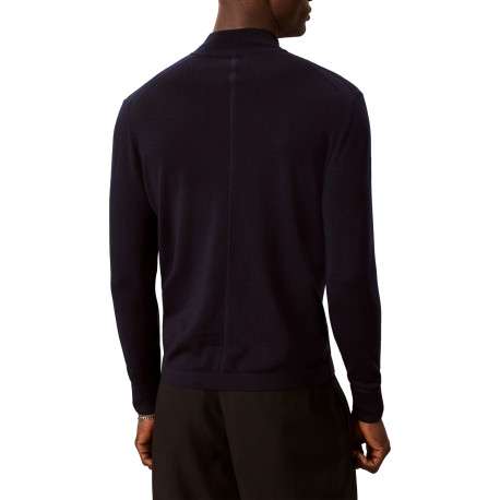 Pull en laine marine uni avec une coupe droite et un col roulé - Image 3