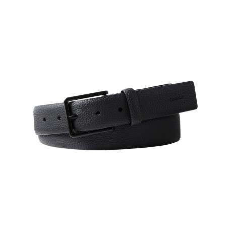 Ceinture en cuir de vache noire unie avec une boucle à ardillon - Image 2