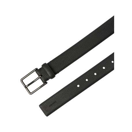 Ceinture en cuir de vache noire unie avec une boucle à ardillon - Image 3