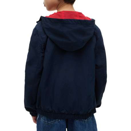 Blouson marine à coupe ajustée pourvu d'un col à capuche zippé - Image 3