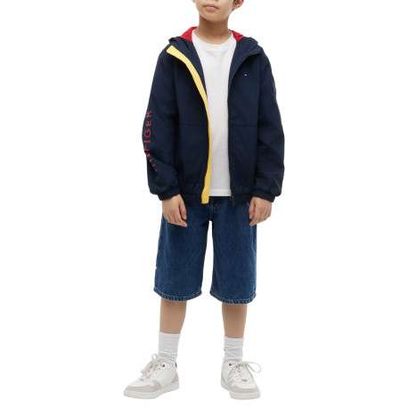 Blouson marine à coupe ajustée pourvu d'un col à capuche zippé - Image 5